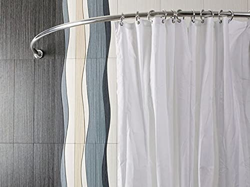 ALU EINTEILIG Duschvorhangstange | Bogenstange 120x120 | BARRIEREFREI Wandmontage | Chrom MATT Silber ELOXIERT | Oval gebogen ideal für die Eckdusche oder Badewanne | Rostfrei