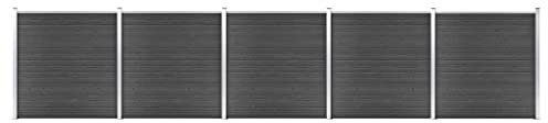vidaXL Zaunelement Set mit Pfosten Sichtschutz Windschutz Zaun Gartenzaun Lamellenzaun Sichtschutzzaun Windschutzzaun WPC 872x186cm Schwarz