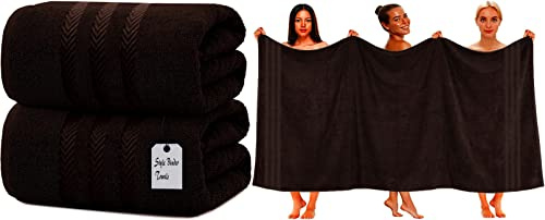 2 x superjumbo badlakan (100 x 200 cm) premium 100 % egyptisk bomull extra stort handduksset mycket absorberande och snabbtorkande handdukar av hotellkvalitet (choklad)