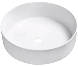 VBChome Waschbecken 36 x 36 Keramik Rund Waschtisch Handwaschbecken Aufsatzwaschbecken Waschschale Gäste WC