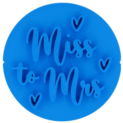 Miss to Mrs Engagement Wedding Cookie Stamp Fondant Embosser 6cm (2.36 inches) Made in The UK for Baking, Cooking, Fondant, Icing, Cupcake, Cookie, Cake, Biscuits, Decoration