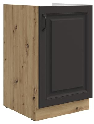 Kuechen-preisbombe Spülenschrank 50 cm Stilo Grau + Eiche Artisan Küchenzeile Küchenblock Küche