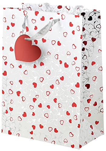 bsb Geschenktasche Geschenktüte Papiertüte Papiertasche Silver Hearts A4-Format