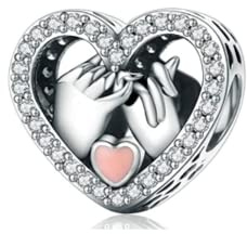 PHCLASY Perles Le cœur de l'amour Charms Argent Sterling 925 Breloque Bead Compatible pour Européen Bracelets et colliers Charms et perles pour femme