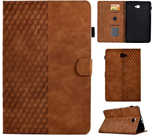 CASAFUNY Hülle für Samsung Galaxy Tab A6 10,1 2016, PU Leder Tablette Schützhülle SM-T580/T585 Multi-Winkel Ständer Cover Case mit Auto Schlaf/Wach für Samsung Galaxy Tab A 10.1 Zoll 2016, Braun