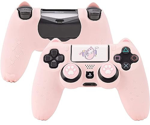 GeekShare Cat Paw Anti-Rutsch Silikon Controller Skin Protector - Cover Kompatibel mit PS4 Slim/Pro - Pink