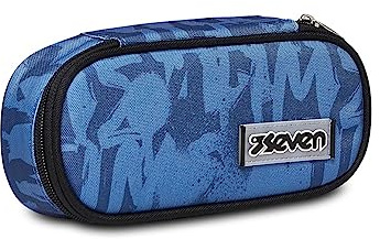 Seven Ischoolpack, Federmäppchen, Mäppchen, Federtasche für Schreibwaren, Mädchen&Jungen, Schule und Gymnasium, Teenager, blau