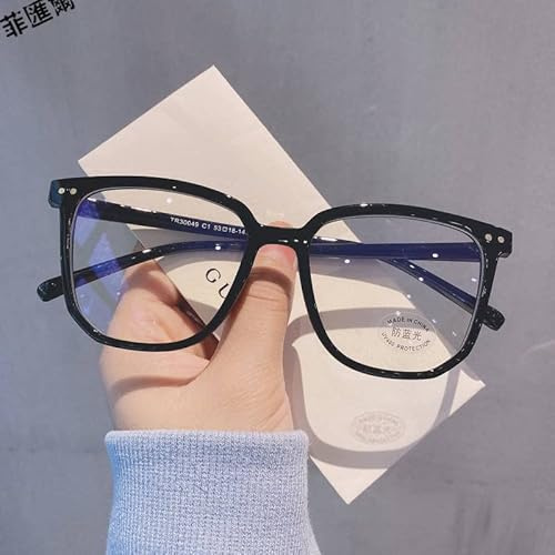 NOVESIXTDAT Gafas de Lectura de Gran tamaño for Mujeres y Hombres, lectores de Bloqueo de luz Azul HD, Espejo de luz Plana for computadora antideslumbrante for Damas (Color : Black, Size : +0.50)