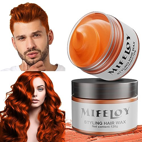 4,23 Unzen Orange Temporäre Haartönung, Instant Hair Cream Mud, Natürliche Haarfarbe Frisur Pomade, Unisex Styling Haartone Wax, 120g Haar Wachs für Party Cosplay Halloween Weihnachten