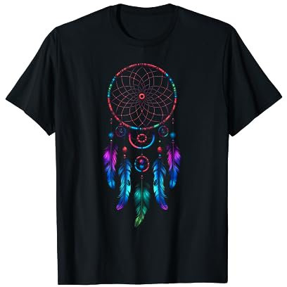 Bunter Traumfänger Feder Tribal Indianer Tattoo Dreamcatcher T-Shirt