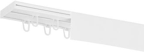 RENA Vorhangschiene 2-läufig Gardinenschiene aus Kunststoff Vorhang-Deckenschiene mit Abdeckung und Überklipshaken Gardinenleiste Gardinenstange Gardinen Vorhänge für Deckenmontage Weiß 360cm