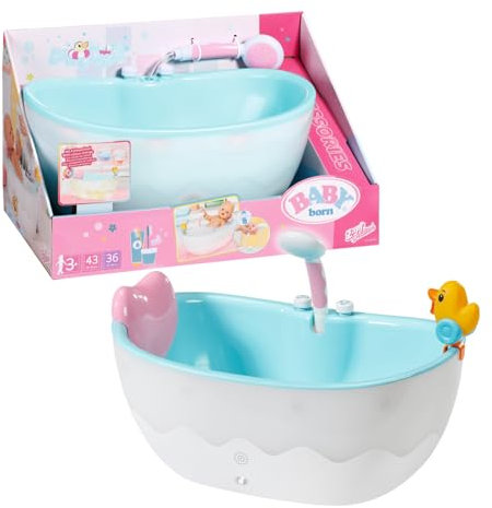 Baby Born Bath 835784 - Puppenzubehör von 36 und 43 cm mit Licht- / Soundeffekten, inklusive Kissen und Ente, batteriebetrieben, für Kinder ab 3 Jahren