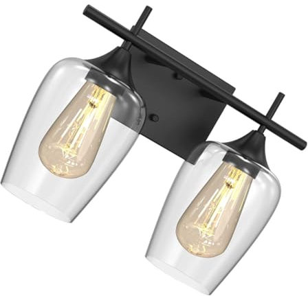 UPKOCH Vintage Industrielle Licht Badezimmer Wandlampe Mit Klarglas Schirm Für Spiegel Retro Stil Badezimmerbeleuchtung Für Bad Flur Schlafzimmer Und Wohnzimmer