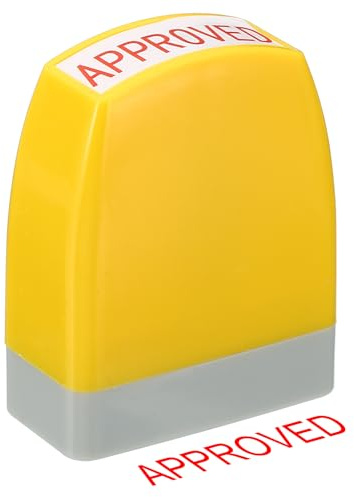 PATIKIL Timbro Approvato Autoinchiostrante, Timbri per Ufficio con Inchiostro Rosso Timbro per Messaggi Preinchiostrato Timbro Aziendale Ricaricabile Stile 1, Giallo