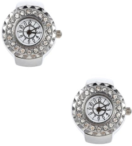 VALICLUD 2st Ringuhr Ring Uhr Finger Mode Uhr Mit Rundem Ring Retro Jungen Ringe Kristalldekor Digitaluhren Für Herren Junge Uhr Herren Diamantringe Strass Uhrenring Elastizität Glas Damen