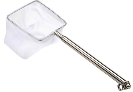 OIGWBPH pcs Kescher Fischkescher Aquarium-Kescher mit Teleskopstiel aus Edelstahl zum Fangen von kleinen Fischen und Garnelen