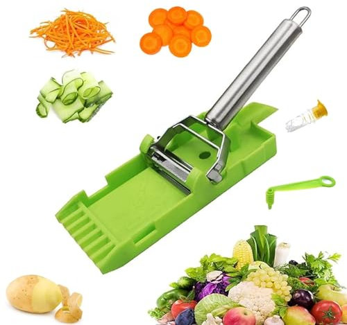 SENIURIS Pelador multifuncional de una sola hoja, pelador de patatas multifuncional de limón y pelador de verduras en espiral.
