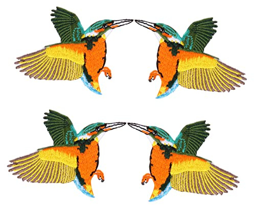 TEHAUX 4 Stück Hummingbird Stickerei Patches Selbstgemacht Aufnäher Aus Weichem Stoff Zum Annähen Für Kleidung Taschen Kunsthandwerk