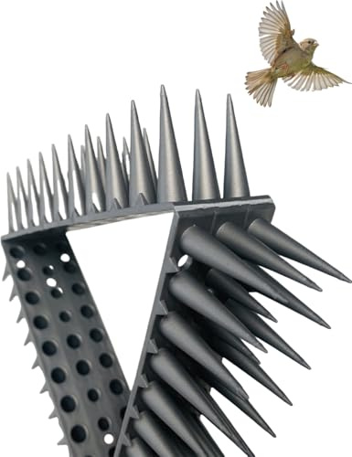 Nonberkey 10 Pack Bird Deterrent Plastic Spikes Fence, Birds Repellent Spike Strips Mat Vogel Abwehr Spatzen,Pigeon, Cat, Squirrel for katzenabwehr, 17 Inches Length (Gray)