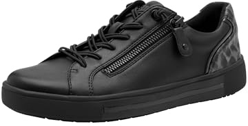 Jana Damsneakers, platt med dragkedja, vegan, Svart leo, 40 EU