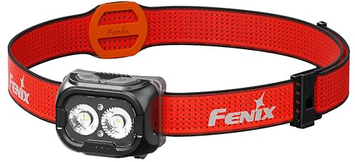 FENIX HL18R-T V2.0 Schwarze wiederaufladbare Trailrunning-/Outdoor-Stirnlampe, 800 Lumen, 125 m, max. 160 Stunden, Dual-Primärstrahl, kühles und warmes Weiß, 5 lm, roter Strahl, sportliches