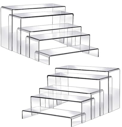 Jyvlucient Acrylic Display Risers 10PCS Acrylic Display Stand for Collectibles Jewelry Funko Pop Figures Toys Cupcake Dessert Decorations 5 Size