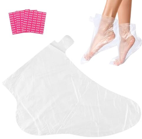 Pedsox, 100 Stück Transparente Einwegstiefel aus Polyethylen, Ideal für Fußmasken und Pediküre, für Paraffinbäder, 31x16 cm, Einheitsgröße, Unisex