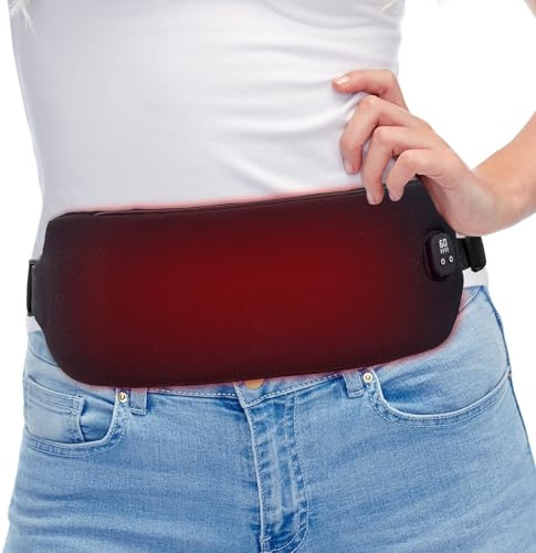 Telepepe Perioden Menstruations Wärmegürtel, Wärmegürtel Rücken mit 3000mAh Akku, Heizgürtel für Kramps, 4 Wärmelevel & Zeitseinstellungen, Geschenke für Frauen und Mädchen (Schwarz)