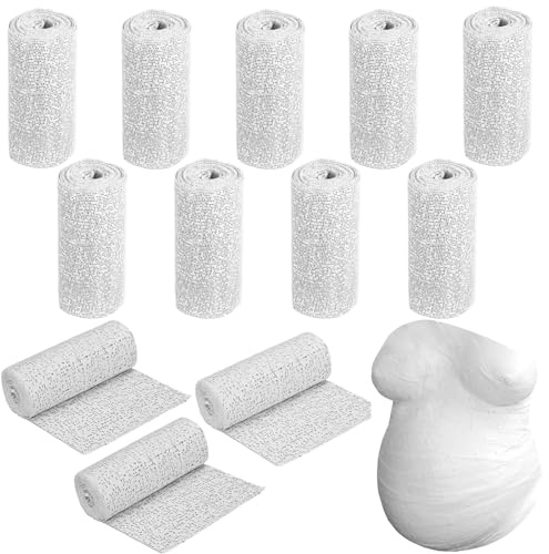 DGMI 12 Rollos Vendas de Yeso para Manualidades, Ideal para Modelado, Moldes Corporales, Cara, Arte Creativo, Escultura y Proyectos DIY (15cm x 270cm)