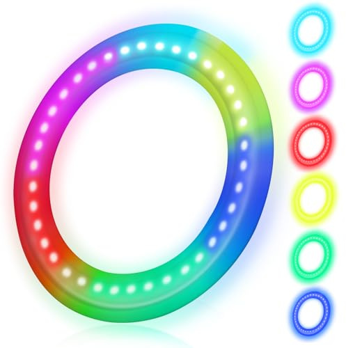 LNCOJOLM LED Flying Disc Toys for Kids Adults, 12 Light Modes Flying Ring Sport Yard Disc Toy for Outdoor Beach Backyard Lawn Park, Durable Sports Outdoor Toy Set Camping Essentials for Boys Girls
