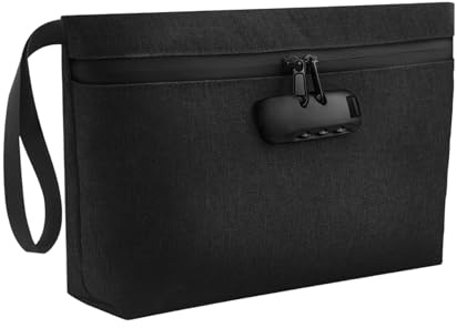 RHBTH Bolsa antiolor con Cerradura de combinación, 32 x 19 cm, Bolsa de Dinero Impermeable Segura, Forro de Carbono, Gran Bolsa de Almacenamiento antiolor, Protege Efectivo, Pasaporte, Billetera
