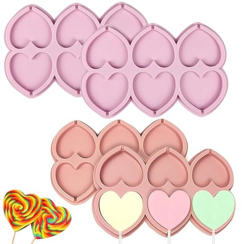 XFSRG 4 Stück Lutscher Silikonformen Herz Stern Schokoladenform Silikon Süßigkeiten Formen Kreativ Niedlich Selbstgemachte Käsestäbchen Candy Chocolate