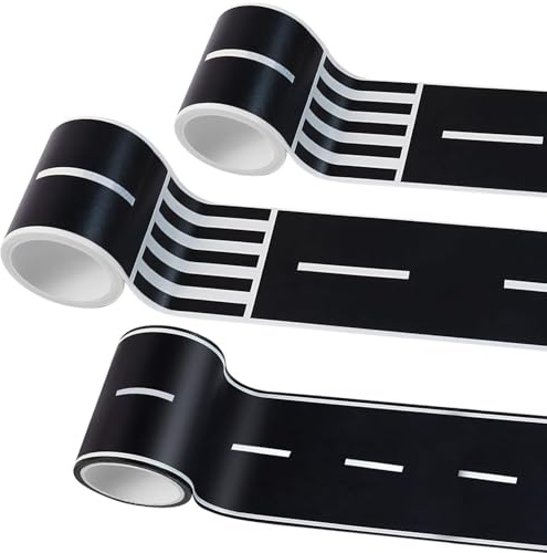 Nastro Washi Autostrada, 3 Rotoli Autostrada Nastro Sticker, Stradale Nastro Washi Decorativo, Stradale Rotoli di Nastro Adesivo, Adesivo Nastro Stradale Bambini, per Apprendimento e DIY