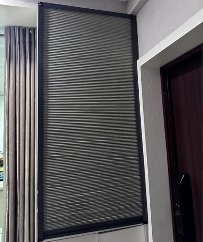 Akkordeon-Tür ohne Bohren – Ziehharmonika-Schiebetür zum Herunterziehen für Zuhause, Schrank, Kleiderschrank und Kleiderschrank, Rahmen aus Aluminiumlegierung, individuelle Größe (80 x 90 cm), ideal