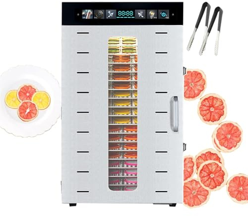CRBUDY Essiccatore Alimentare 1350W/1375W, essiccatore Elettrico per Frutta e Verdura, essiccatore Commerciale per Carne secca, Timer 0-24 Ore, Controllo della Temperatura 86-194 ℉, 20 Strati