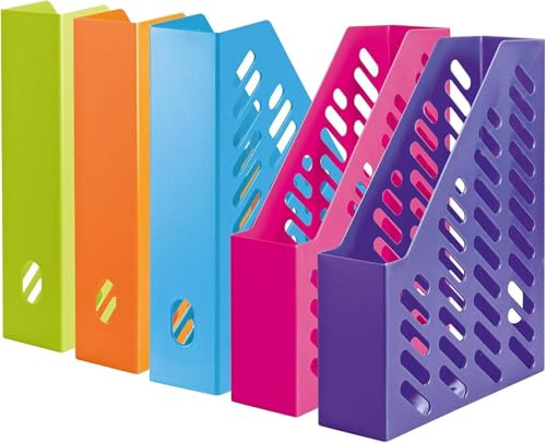 Conipa® - 5 Stück Stehsammler & Stehordner (DIN A4 75x245x315mm) Kunststoff (stehend) - Standordner & Briefablage für Schreibtisch - Zeitschriftenhalter & Ablagefächer - Papier-Ablage Organizer