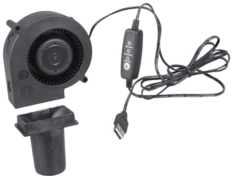 Soplador alimentado por USB de 3 velocidades ajustable para fogata, ventilación de parrilla de encendido y accesorios de cocina al aire libre, soplador de flujo de aire ajustable para calefacción