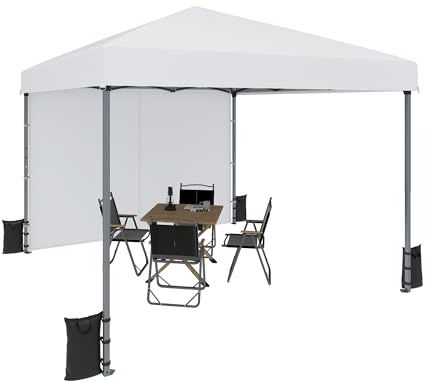 YITAHOME 3 x 3m Pop-Up Pavillon | wasserdicht Faltpavillon | Anti-UV Gartenzelt Partyzelt | mit Tragetasche und Seilen | für Terrasse Strand Camping Markt Festival (Weiß+Einteiliges Tuch)