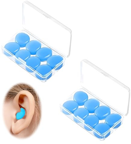 8 paia di tappi per le orecchie per dormire, nuoto, morbidi tappi per le orecchie in silicone, modellabili, riutilizzabili, per poligoni di tiro, galleggianti, russare, aerei, viaggi, lavoro
