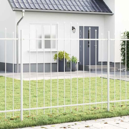 Mokuyary Gartenzaun Weiß 170 x 150 cm Maschendrahtzaun Gartenzaun mit Viereckgeflech idealer für Grundstück,Garten und Tiergehege