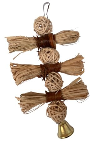 TOYANDONA Giocattolo da Mordere per Pappagalli in Rafia Palla di Rattan Giocattolo da Rosicchiare e Appendere per Gabbia Uccelli Domestici Stimola Gioco e L’Arrampicata
