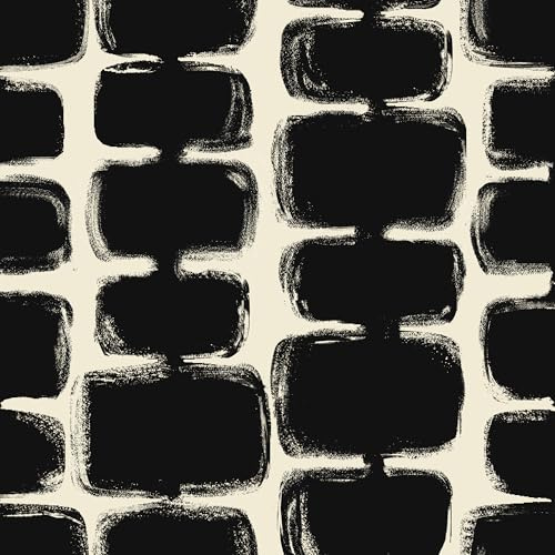 Safiyya Peel and Stick Wallpaper Black and Cream White Contact Paper Mid Century Modern Abstract Geometric Wall Paper Self Adhesive Removable Wallpaper for Bathroom and Bedroom Vinyl 17.3x78.7