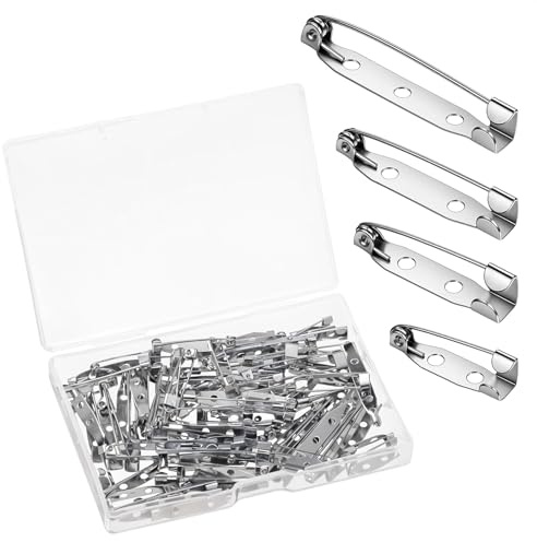 80 Stück Broschennadeln, Anstecknadeln zum Basteln Sicherheitsnadeln Klein Broschennadel Safety Pins Anstecknadeln zum Basteln Sicherheitsnadel Brosche Pins für DIY (4 Größen 25 25 29 38mm Silber)