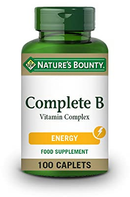 Nature's Bounty Complete B Vitamin Complex Caplets - Pack of 100 Coated Capsules, Two-a-Day - Vitamin B5, B6 and B112 - Supports Energy Levels, Mental Focus and Stamina - Vegan