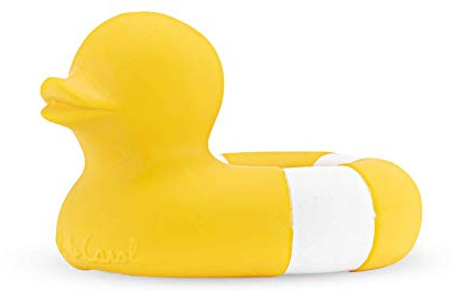 Oli & Carol - Naturgummi-Badespielzeug, Ente, Flo The Floatie, Gelb, 10 cm