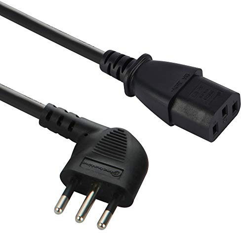 Electraline 46003 Cavo Alimentazione Spina Salvazpazio Italiana 10A a Vde Iec C13, 1.8 Mt, Cavo H05VV-F 3G0.75, Nero