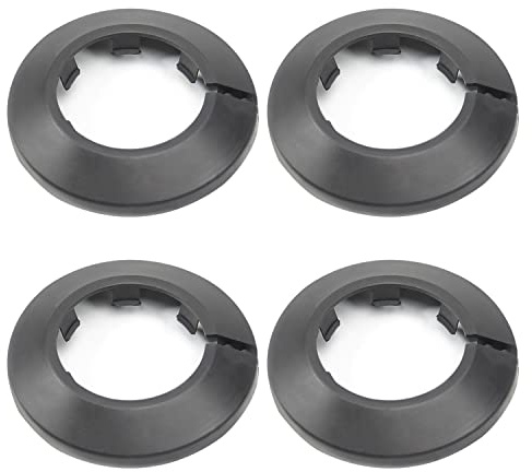 MroMax Passend für 4 cm schwarze Kunststoff-PP-Rohrabdeckung, 40 mm, 4 Stück, Flansch, Wasserrohr, Heizkörper-Dekoration, Rosette, Schnappkappe für Waschbecken-Abfluss- und Entlüftungsrohre, um Lücken