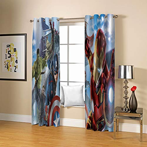 zhkn Tenda Supereroe Modello Isolamento Termico Tenda Morbida in Poliestere Occhielli Superiori Trattamenti per Finestre Tenda Oscurante per La Decorazione Domestica 280X215CM