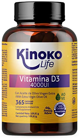 Vitamin D3 4000 IE mit 365 Kapseln. Natürliches Vitamin D-Cholecalciferol mit nativem Olivenöl extra. Für die Gesundheit und das Wohlbefinden unseres Körpers.