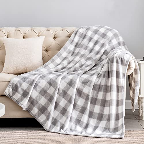 BEDELITE Buffalo Plaid Flannel Fleece Twin Blanket for Couch & Bed
